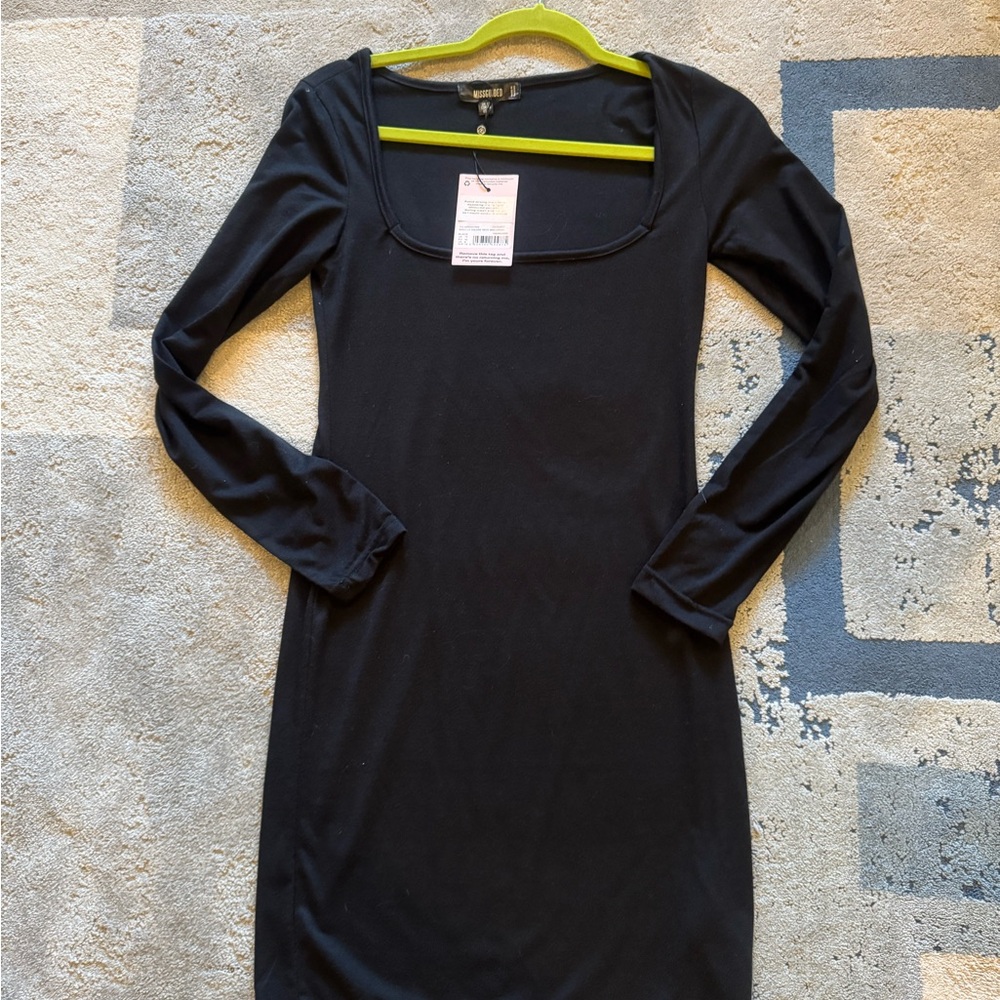 Missguided Black Long Sleeve Dress, Size 8